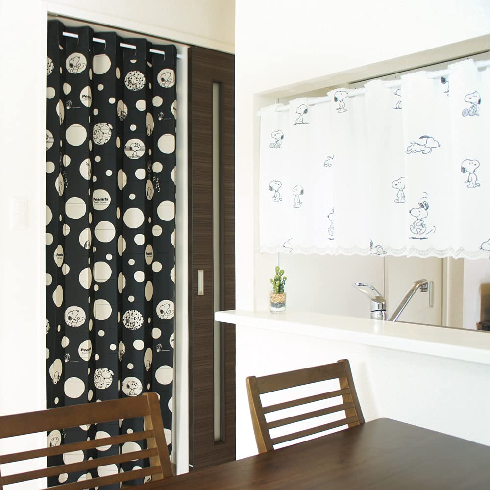 Noren Kobo Accordion Curtain Snoopy Monotone Dot SNOOPY PEANUTS Free Cut 96 X Length 95748 (Width 200cm)