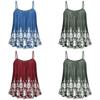 Elegant Women Print Loose Casual Summer Pleated Flowy Sleeveless Camisole Tank Tops
