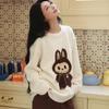 New Cozy Fleece-Lined Winter Pajama Set - Fluffy Cartoon Crew Neck Women's Homewear