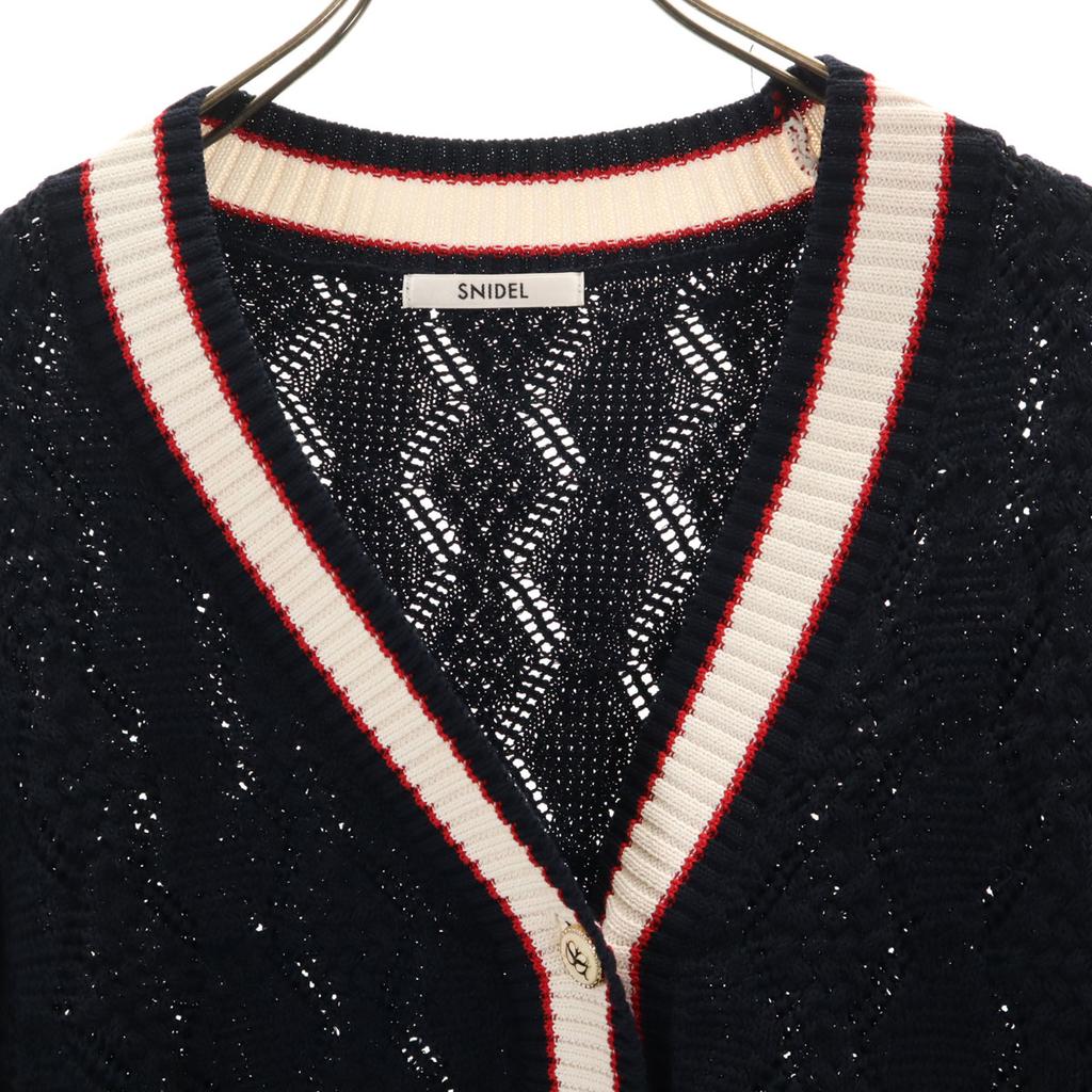 SNIDEL Long Sleeve V-neck Line Knit Cardigan F Navy Women Used