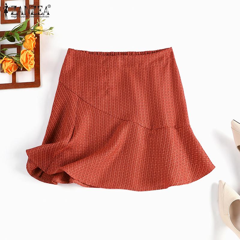 

ZANZEA Весенние женские повседневные короткие юбки трапециевидной формы с высокой талией Saias