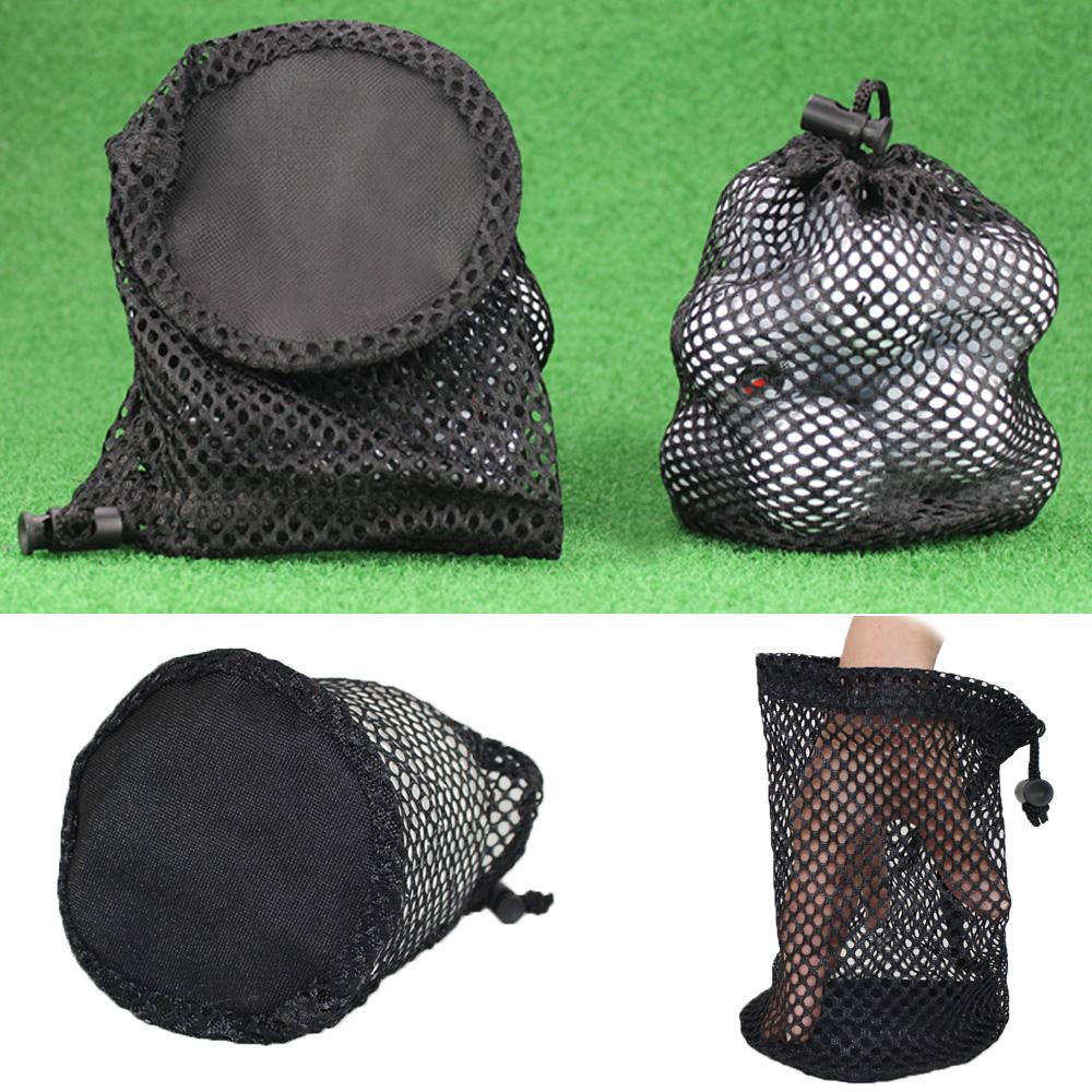 Sports Mesh Net Carrying Bag Black Drawstring Pouch Golf Ball Bags Golf Mesh Bag Golf Storege Bag