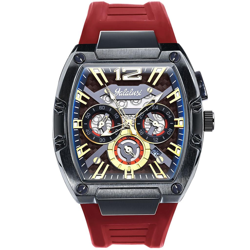 Wine Barrel Type Sports Men'S Watch Multi-Functional Waterproof Luminous Calendar Men'S Watch