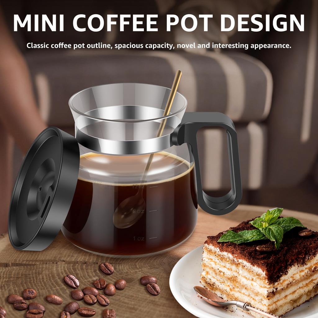 16oz Glass Coffee Mug Heat Resistant Coffee Pot Mini Coffee Pot Mug with Leak Proof Lids and Handle Mocha Pots for Espresso Tea