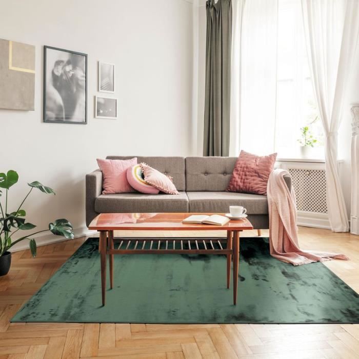 Tapis extra-doux effet velours vert foncé 160x230