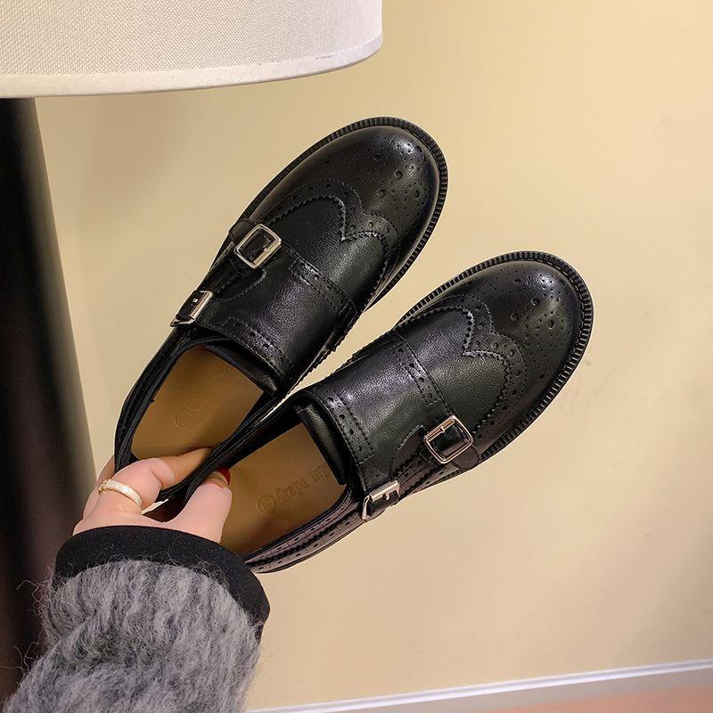 Grape mother same leather engraved retro platform loafers 2025 early spring new Oxford British style small leather shoes