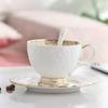 Retro European Style Ceramic Iced Americano and Latte Cup Set with Saucer