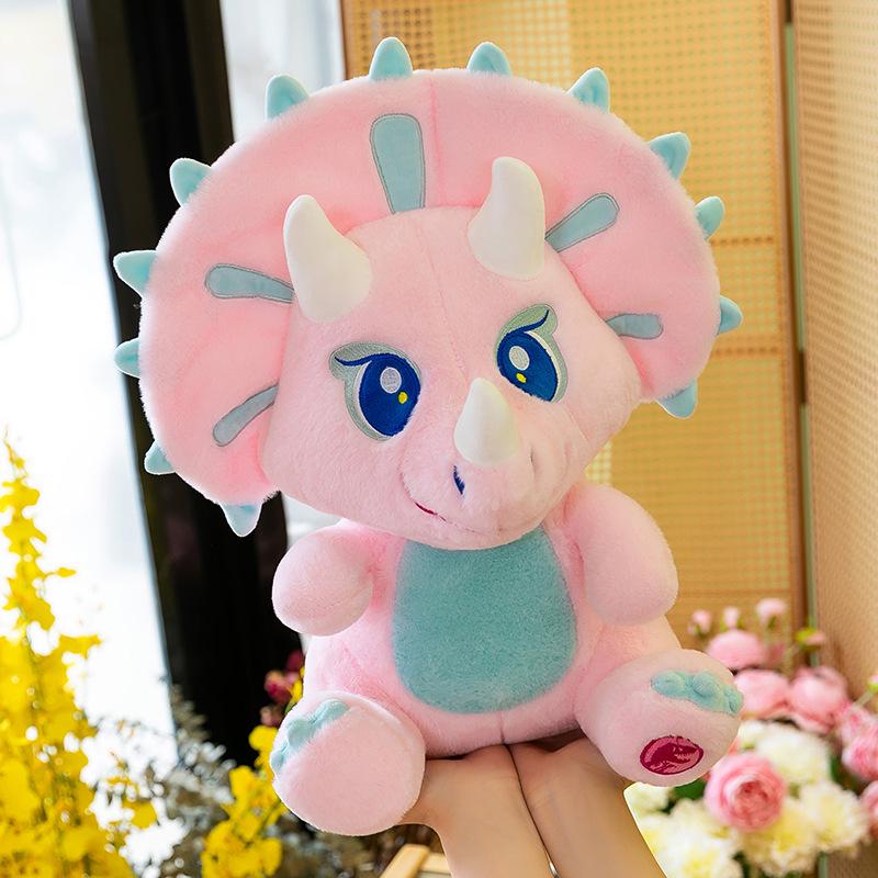 Pink Triceratops Dinosaur Plush Toy - Cartoon Jurassic Series Stuffed Animal Doll