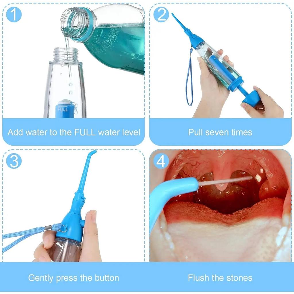 Water Dental Flosser Oral Irrigator Non Electric Portable Cordless Manual Air Pressure Simple Operation for Home and Travel