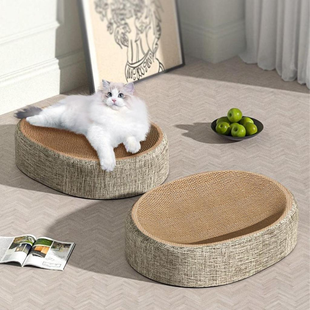 1pcs Cat Scratching Board Protect Furniture, Grinding Claw Toys, Oval Corrugated Paper Wear-resistant, Cat Nest Cat Accessories