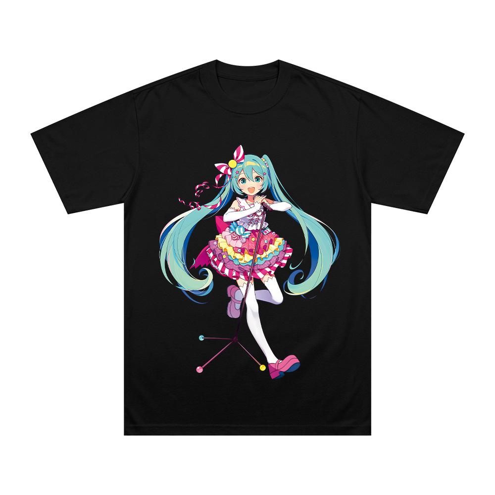 

MIKU Северная Америка EXPO 2026 Северные футболки Хатсуне Комикс Мику Музыка Высококачественная Повседневная Хлопковая Футболка Унисекс С Круглым Вырезом Одежда XS чёрный