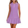 Vestito polo senza maniche per bambina, casual, da indossare tutti i giorni, con colletto e orlo a balze, vestibilità comoda, vestito estivo per bambini