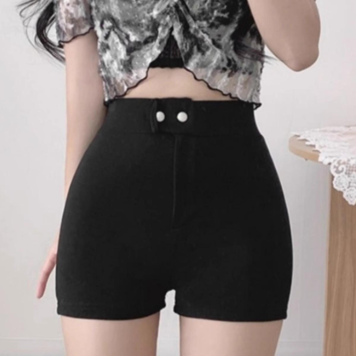 

Белые шорты с высокой талией для женщин на лето в корейском стиле, тайтсы, сексуальные, облегающие, трехточечные, повседневные брюки для бедер XXL чёрный