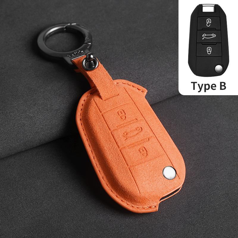 In Stock Cross-Border Factory Key Fob Covers for Peugeot 508L 4008 408X 308 5008 Suede Car Keychain Accessories