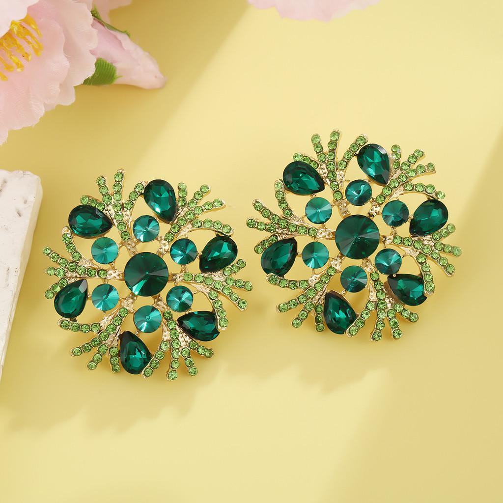 Geometric Alloy Sparkling Earrings With Gold Posts For Women Wedding Party
