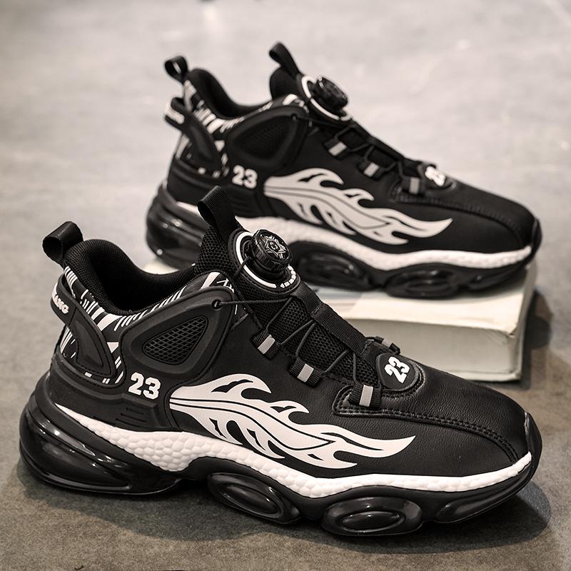 Rotating button winter new shock-absorbing running sneakers soft-soled casual dad trendy shoes