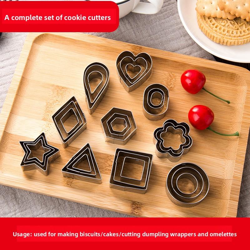 30-delars Rostfritt Stål Kexform Hjärta Stjärna Blomma Kexskärare Kakpress Formningsform DIY Bakverktyg