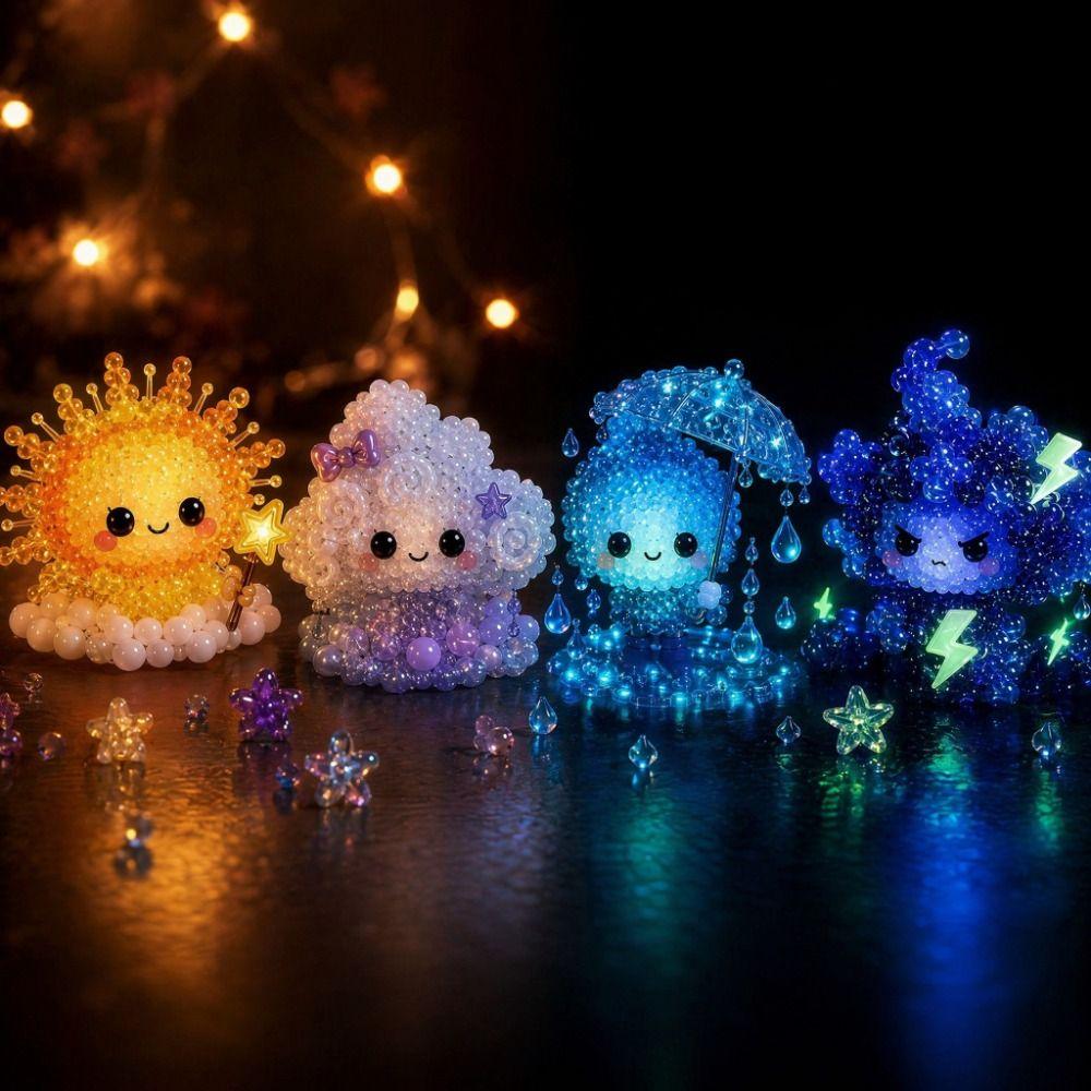 Bunte Leuchtende Fantasy-Geister DIY Perlen-Set Kleine 3D Perlen Haustier Schlüsselanhänger Bastelset Kinder