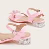 2025 Pink Bow Chunky Heel Open Toe Sandals for Girls