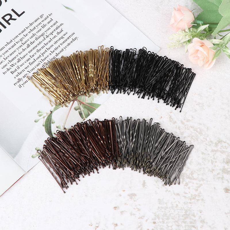 100Pcs Wedding Hair Clips Barrette Hairpins Black Side Wire Folder Styling Tools