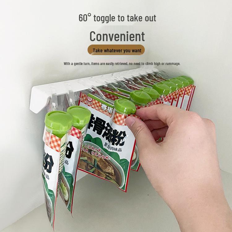 Wall-Mounted Punch-Free Spice Packet Organizer