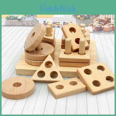 Wooden Building Blocks For Children Aged 1-3 With Color Sorting And Cognitive Skills