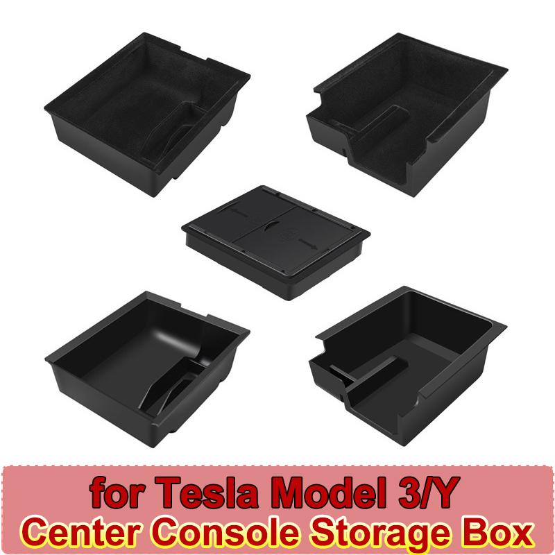 Storage Box for Tesla Model Y 2020-2024 Model 3 2019-2023 Center Console Armrest Trays Hidden Box Webcam Cover Car Accessories