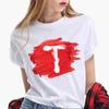 Fashion T-Shirts Women Tshirts 26 Alphabet Print Harajuku Ladies Tshirt Aesthetic Summer Casual Short Sleeve Tee Shirt Femme