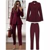 Bürodame Blazer Mantel Hosen Set Damen Einreiher Langarm Mäntel Slim Bleistifthosen