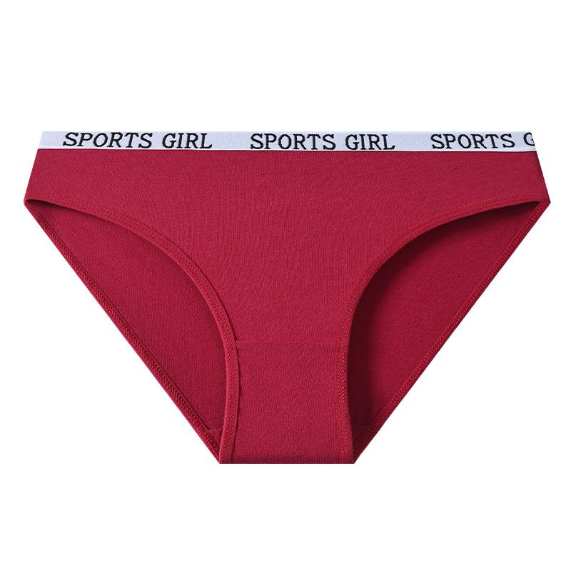 

Нижнее белье с буквенным принтом и низкой талией, сексуальное нижнее белье, удобное для фитнеса и спорта, большие размеры, чистый хлопок, треугольные женские трусики L бордовый