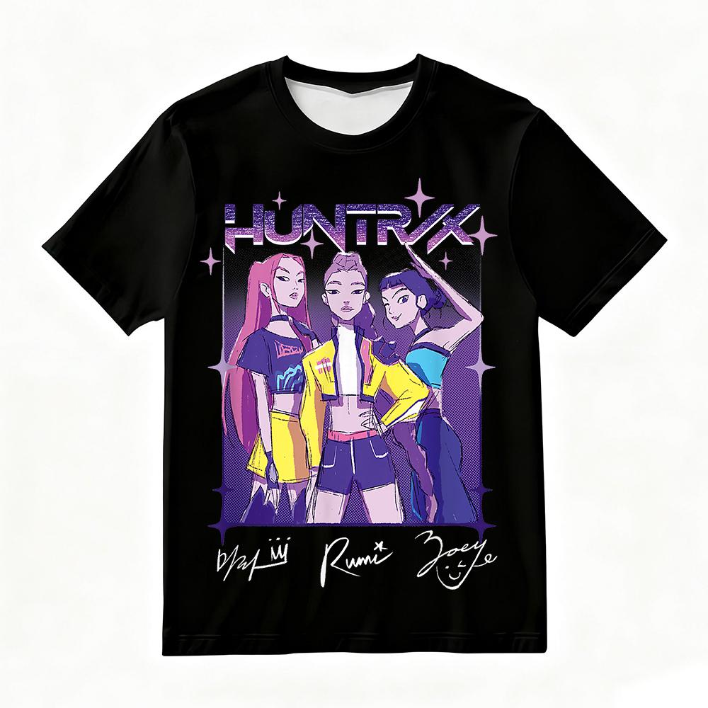 Women's KPop Demon Hunters Printed T-Shirt Summer Trendy Street & Various Occasions, Featuring HUNTRIX Group Characters Y2k Top