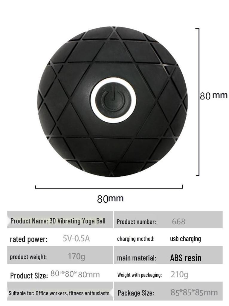 Dobíjecí 3D vibrační masážní míček na jógu pro relaxaci svalů
