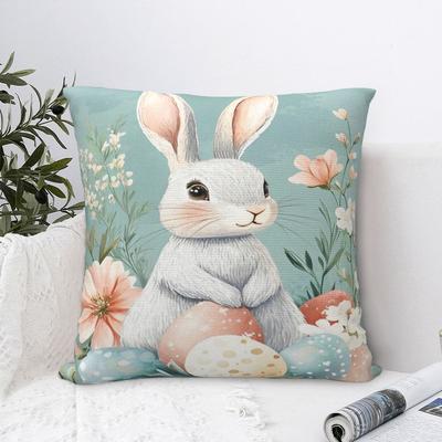 Easter Eggs Bunny Pillow Covers Polyester Home Cushion Case Cute Throw Pillow Case 40*40
