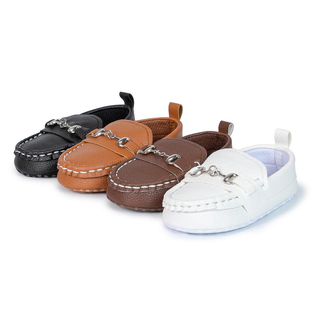 Jarní & Podzimní mokasíny: Kožené kojenecké boty s měkkou podrážkou pro děti ve věku 0-1 rok, britský styl