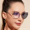 Hollow cat's eye anti-blue glasses frame ins women's European and American fashion trend metal flat glasses myopia glasses frame
