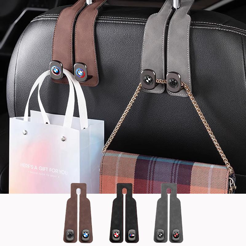 Quality 2 in 1 Car Headrest Hook Premium Suede Rear Seat Hanging Dual Hook For BMW F20 F21 F22 F23 F30 F31 F32 F33 F44 F45 E46