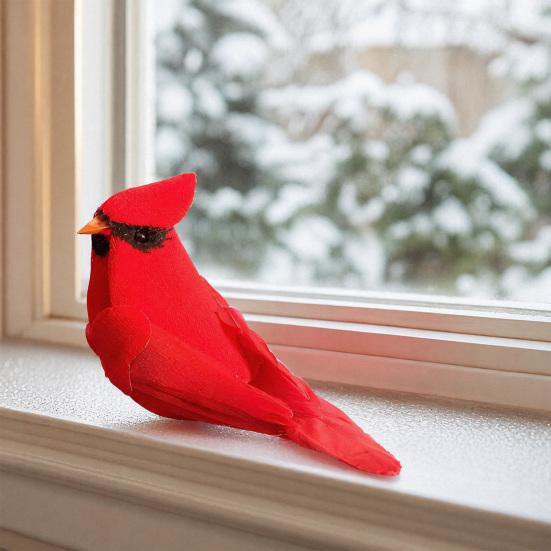 Uccello Rosso Realistico, Artigianato in Schiuma con Piume Simulate, Uccello Artificiale Realistico Decorazione per Albero di Natale, Ornamento per Casa e Giardino