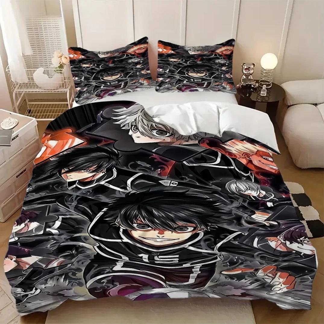 Anime B-Bleu L-lock Ensemble de literie mignon Housse de couette Taie d'oreiller Adultes Garçon Fille Décoration de chambre Simple/Double/Queen Grande Taille Gi 100×135cm