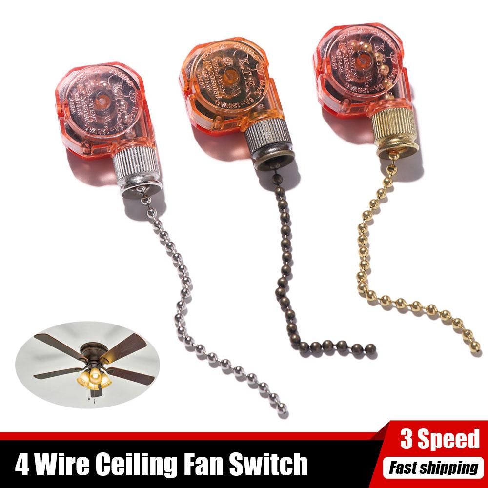Comfortable Ceiling Fan Switch Speed Control Light Pull Chain 4 Wire Ceiling Fan Chain  Wall Lamps