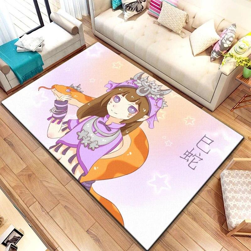 Zwölf chinesische Sternzeichen-Tiere malen Teppich für Wohnzimmer, großer Teppich, schwarzer weicher Teppich, Heimdekoration, Matten, Boho-Teppiche