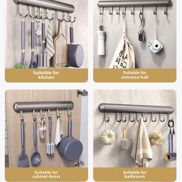 Stanzfreies wandmontiertes Küchenregal aus Aluminium mit Haken