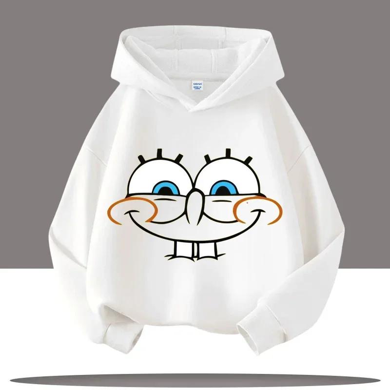 New Cute Cartoon SpongeBob SquarePants Autumn and Winter Fashion Cute Boys and Girls Daily Outing Warm Children's Hoodies