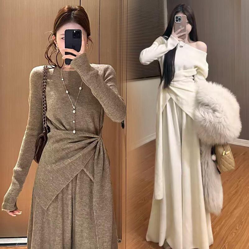 

2025 Autumn/Winter Korean Style Maternity Sweater and Wide-Leg Pants Set Medium грязно-белый