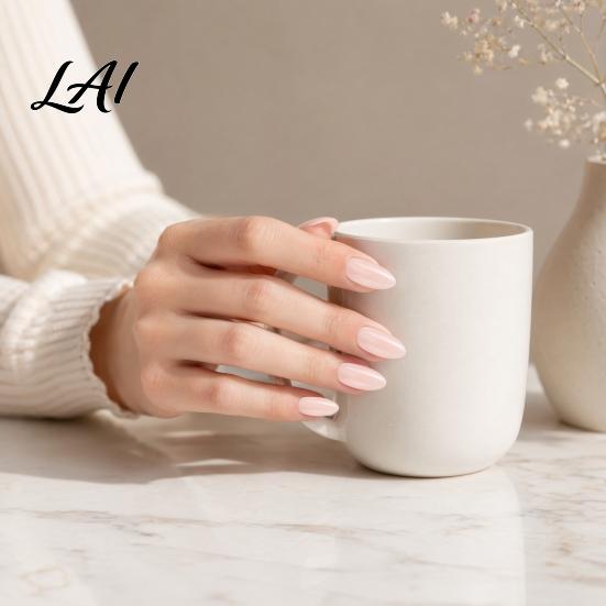 Natural Press-On Nails 24Pcs Women Nude Press on Nails Glossy Almond Stick-on Fake Full Cover Long Glue False Pre-shaped