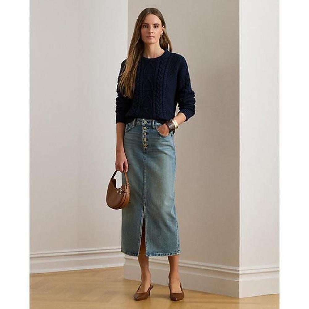 Lauren Ralph Lauren Denim Pencil Midi Skirt Wmlrskts6h20294410 0