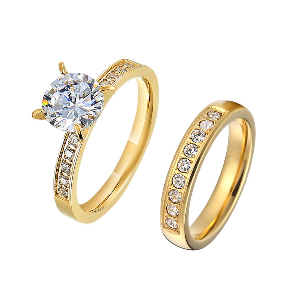 Couple Wedding Rings For Men Lover's Alliance Male Female Ringe Anniversary Stainless Steel Jewelry Ring Woman Gold Color