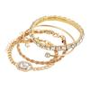 4Pcs Vintage Twist Bracelet & Punk Rhinestone Open Bangle Set Western Exaggerated Women Fashion Jewelry Gift