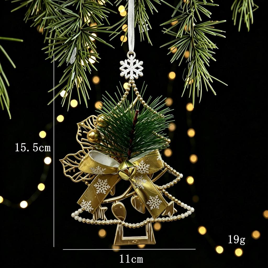 White Gold Retro Elk Snowflake Christmas Tree Ornament
