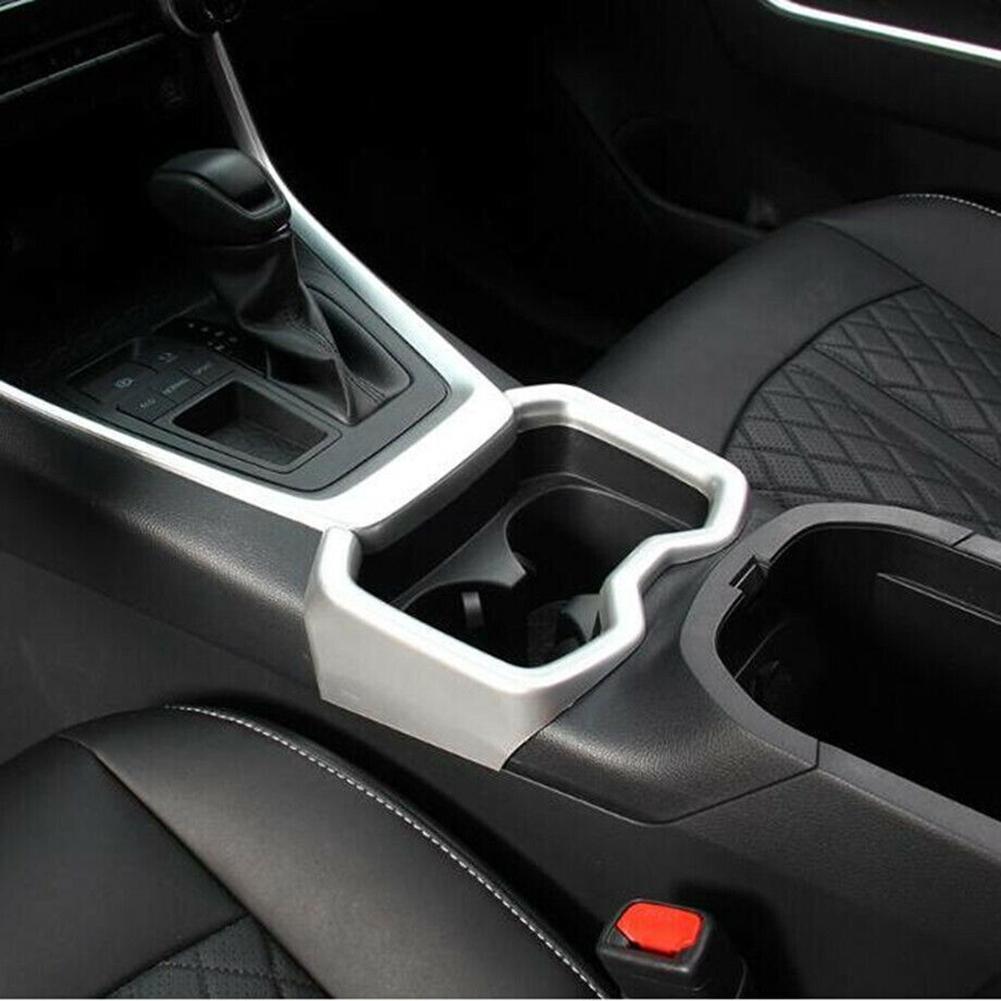 Silver Interior Water Cup Holder Frame Cover Trim Fit For Toyota RAV4 2019-2022