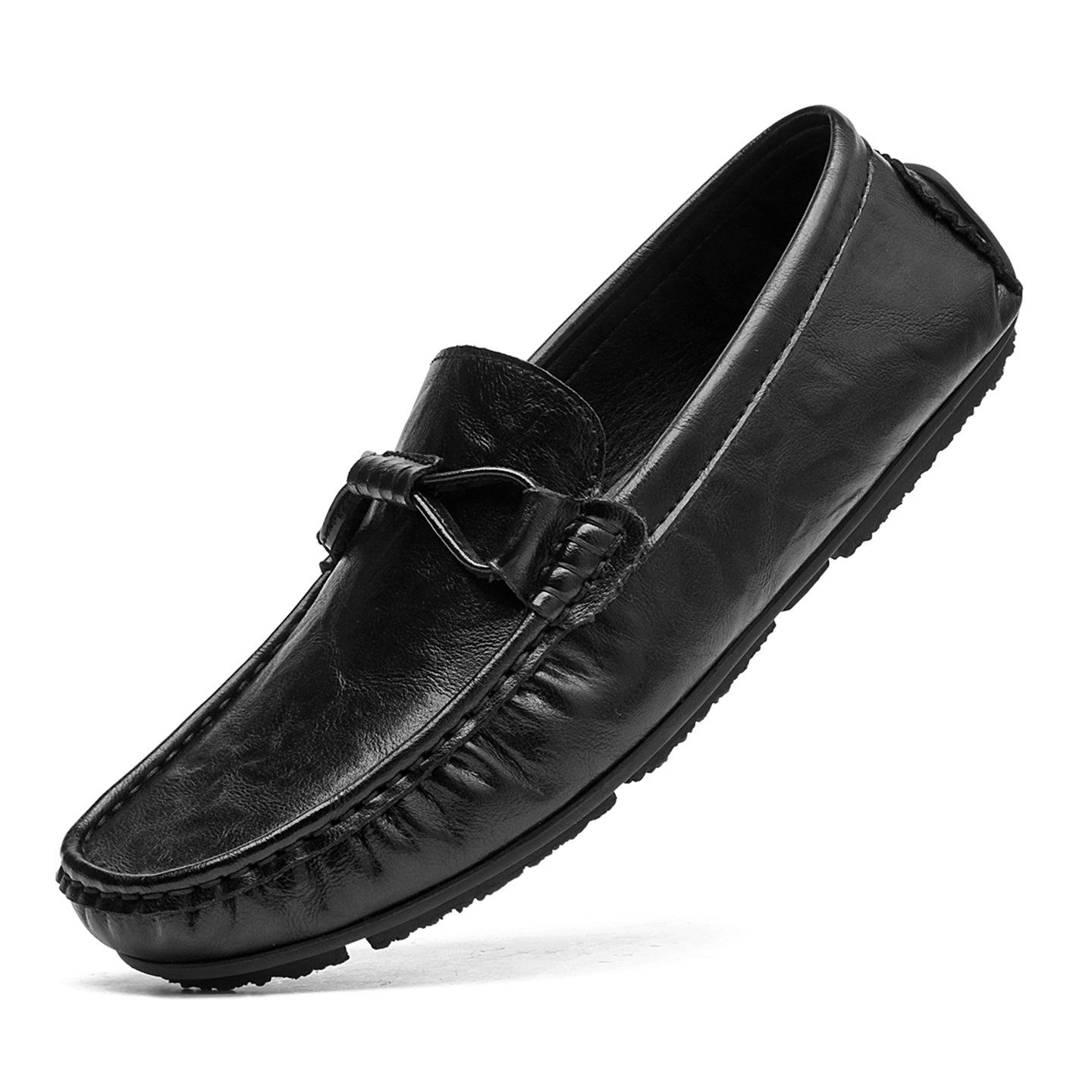 Men s Korean Style Genuine Leather Loafers - Slip-on Moccasins, Casual Driver Shoes, Large Size Available 39